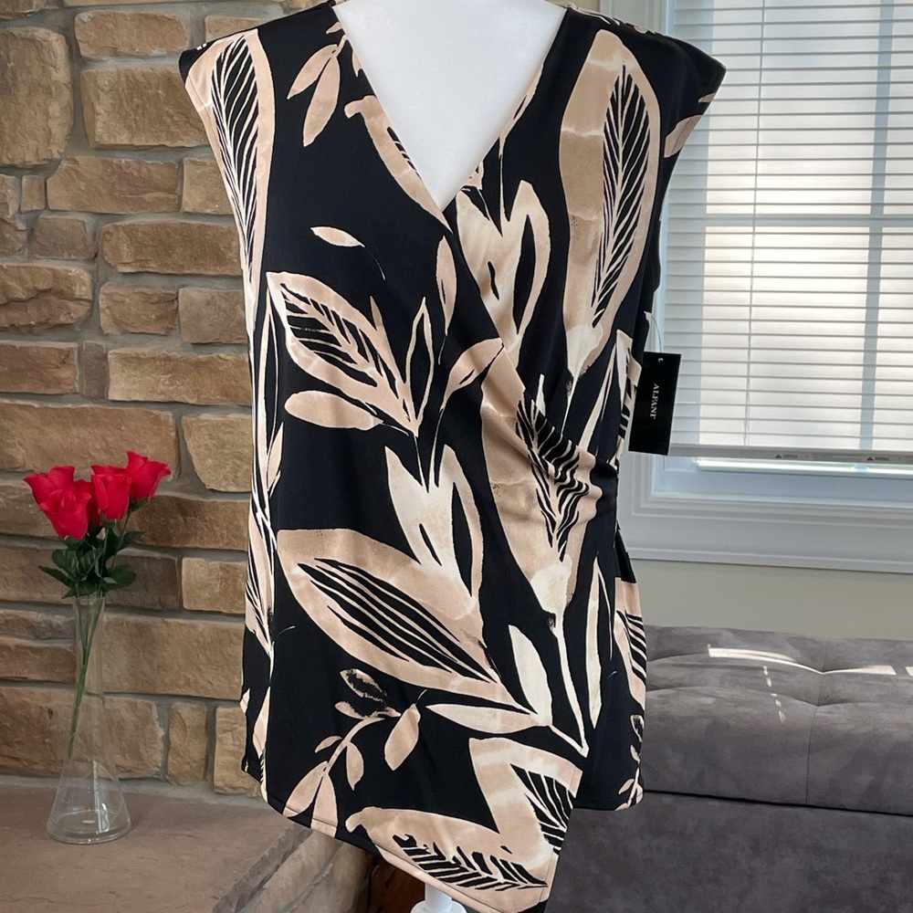 ALFANI ~ Wrap-Style Botanical Print Top - NWT!